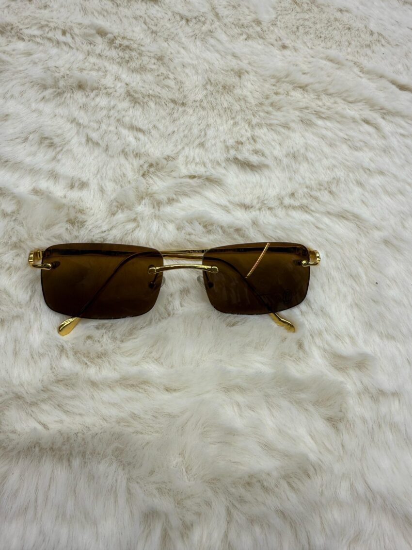 Cartier Zonnebril Panter Goude Montuur, Bruine Glazen - Afbeelding 2