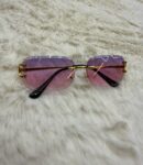 Cartier Zonnebril Paarse Glazen, Goude Montuur