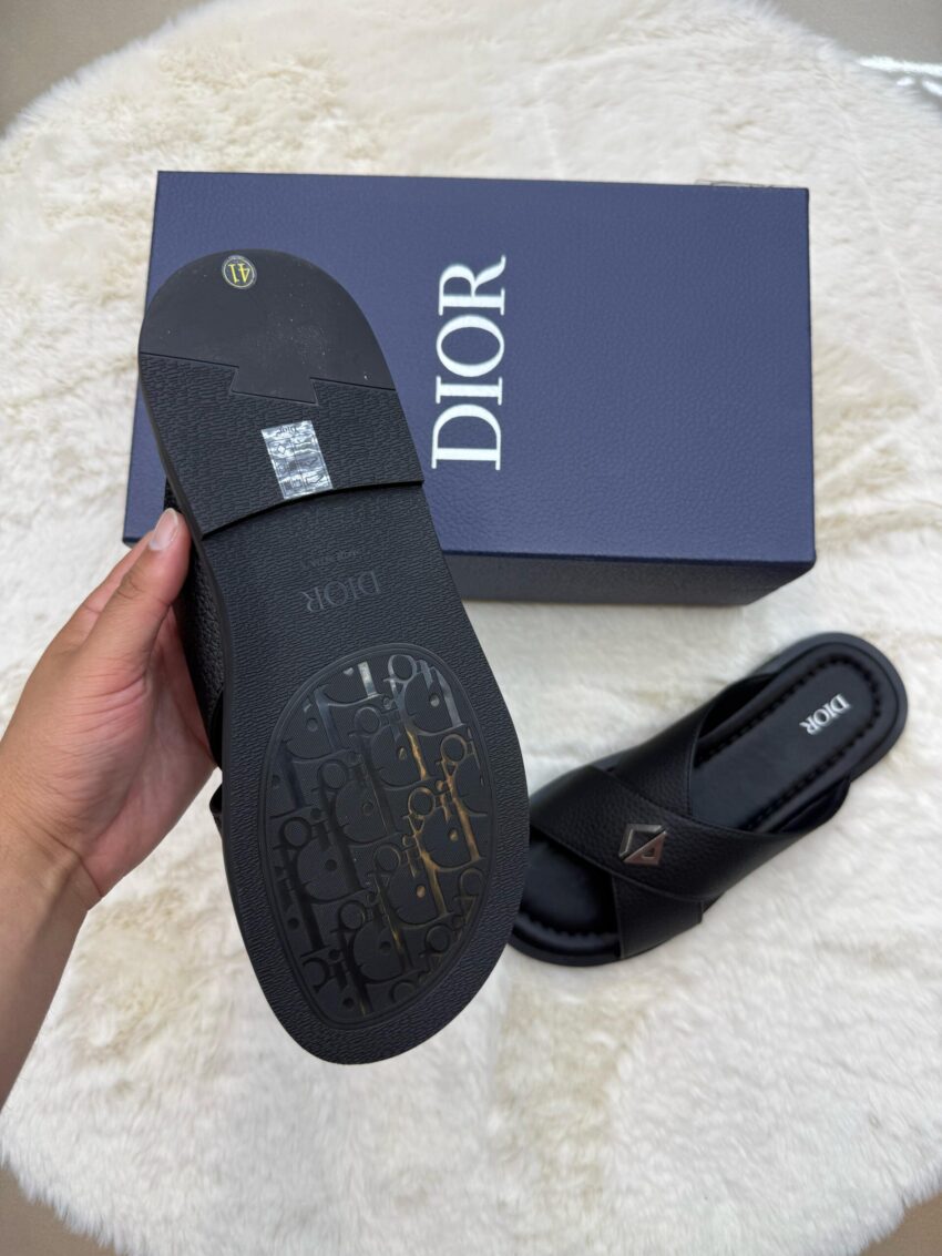 Christian Dior Slippers Black Leather - Afbeelding 3