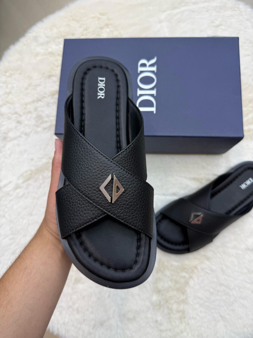 Christian Dior Slippers Black Leather - Afbeelding 2