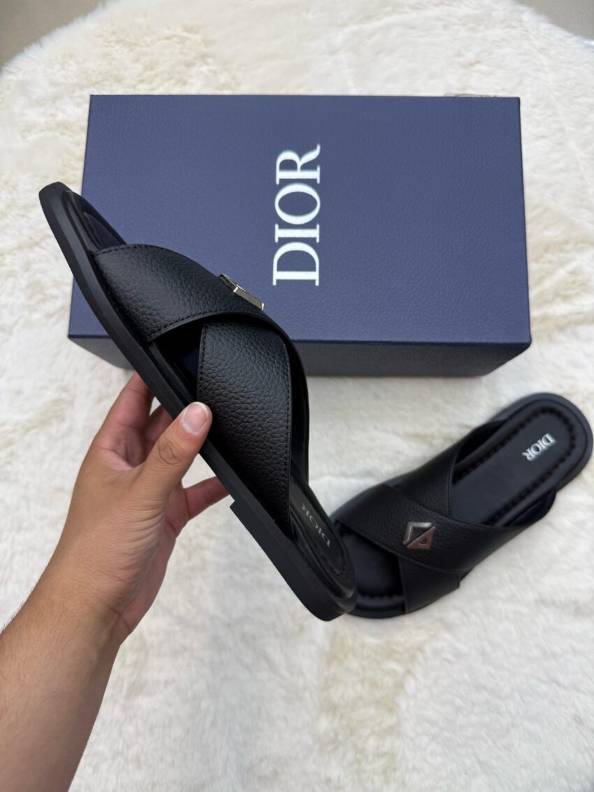 Christian Dior Slippers Black Leather - Afbeelding 4