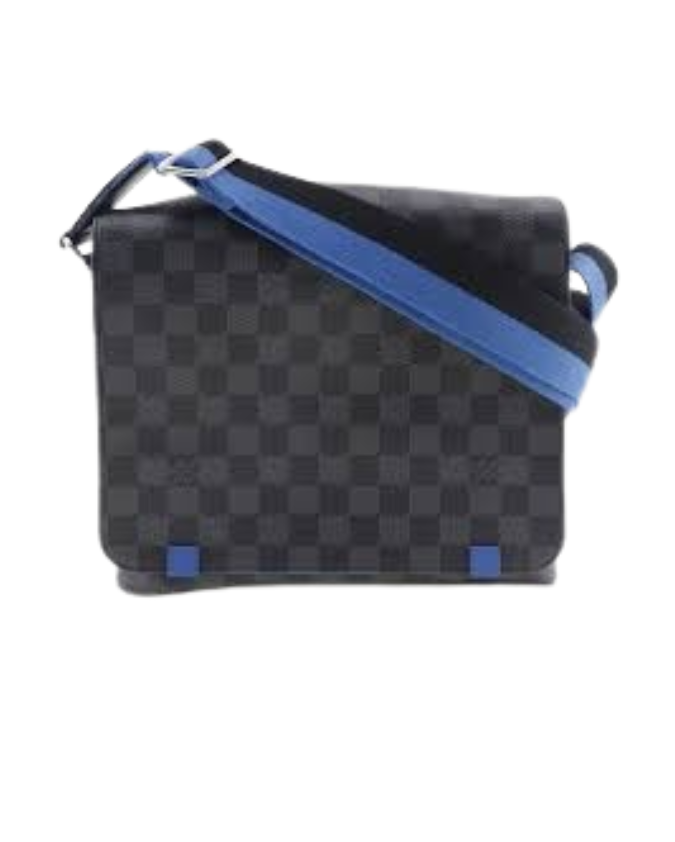 Louis Vuitton Messenger Bag Blauwe Band Black on Black