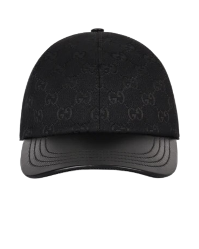 Gucci GG Baseball Wool Leather Cap Black