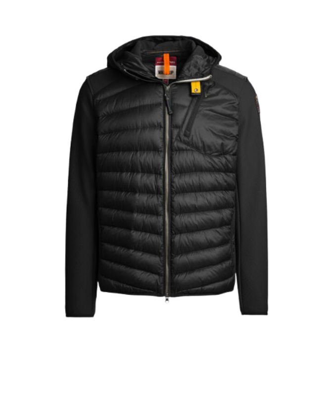 Parajumpers Jasje Capuchon Stof Mouwen Schuine Rits Zwart