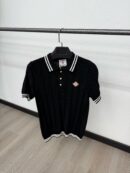 Casablanca Polo Small Logo Black Kraag Witte lijnen Brei