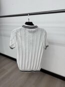 Casablanca Polo Small Logo White Kraag Zwarte lijnen Brei
