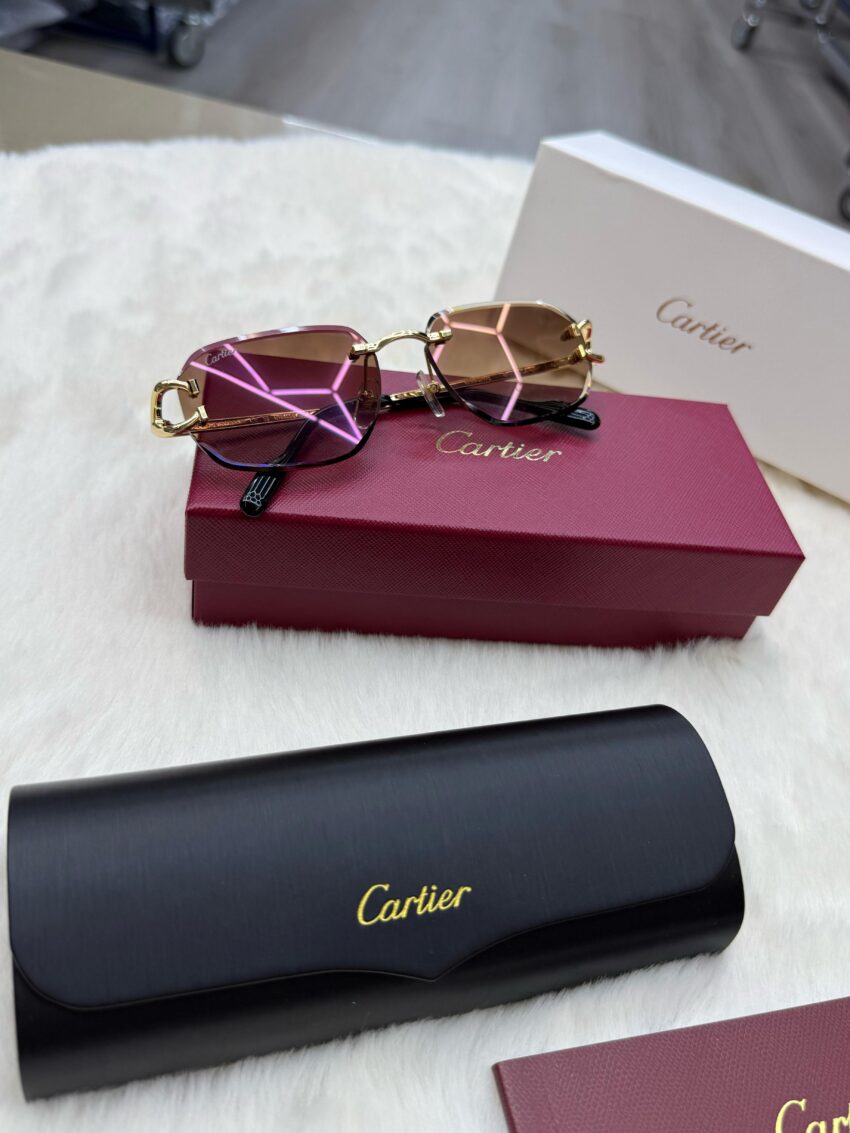 Cartier Diamond C-Decor Gold Brown Glasses