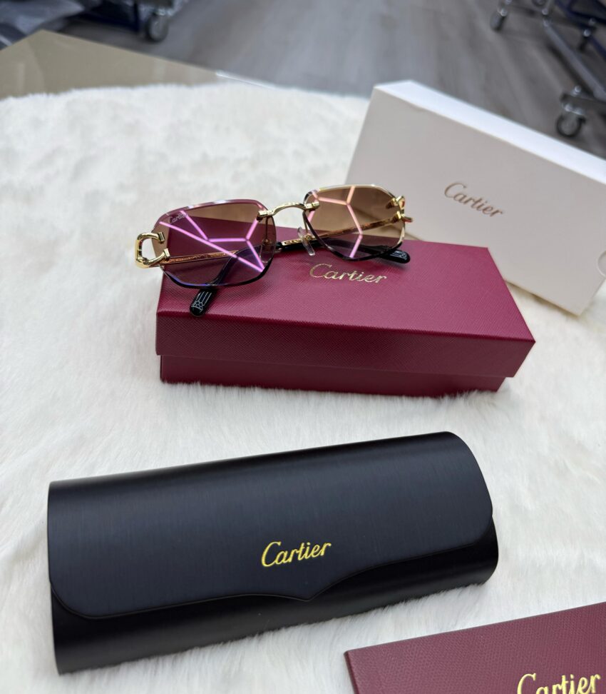 Cartier Diamond C-Decor Gold Brown Glasses