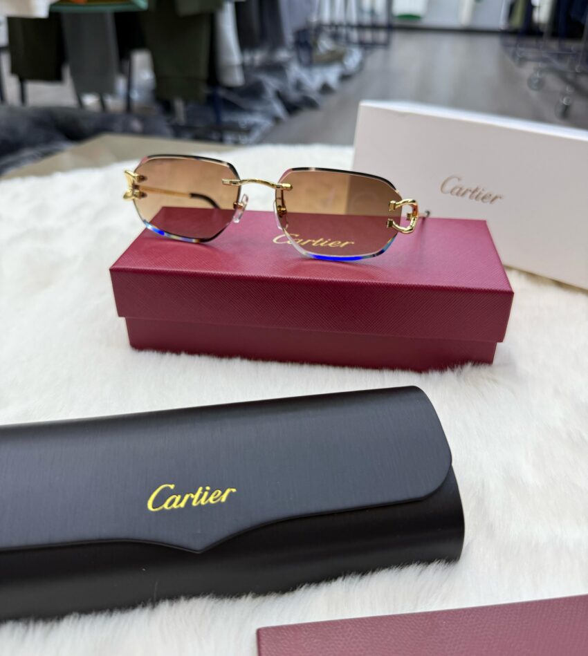 Cartier Diamond C-Decor Gold Brown Glasses - Afbeelding 3