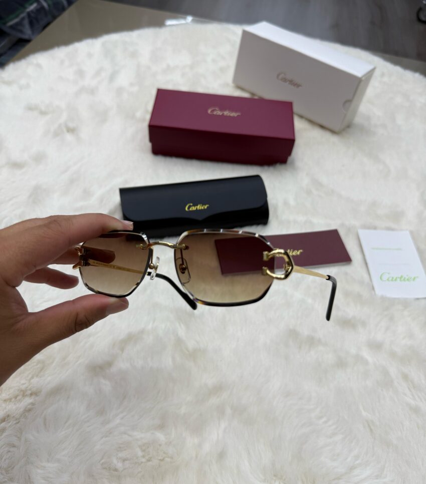 Cartier Diamond C-Decor Gold Brown Glasses - Afbeelding 6