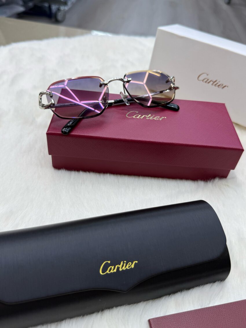 Cartier Diamond C-Decor Silver Light Blue Glasses