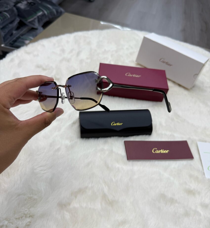 Cartier Diamond C-Decor Silver Light Blue Glasses - Afbeelding 5