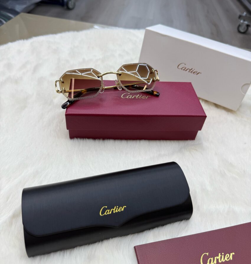 Cartier Diamond Gold Brown Glasses
