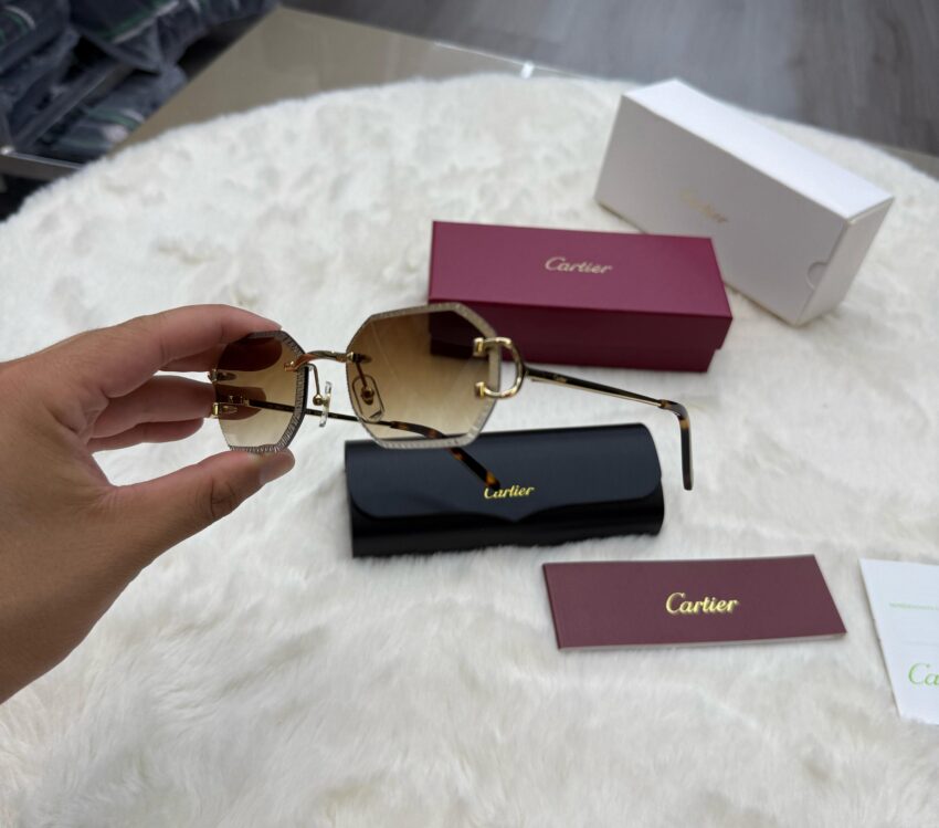 Cartier Diamond Gold Brown Glasses - Afbeelding 4