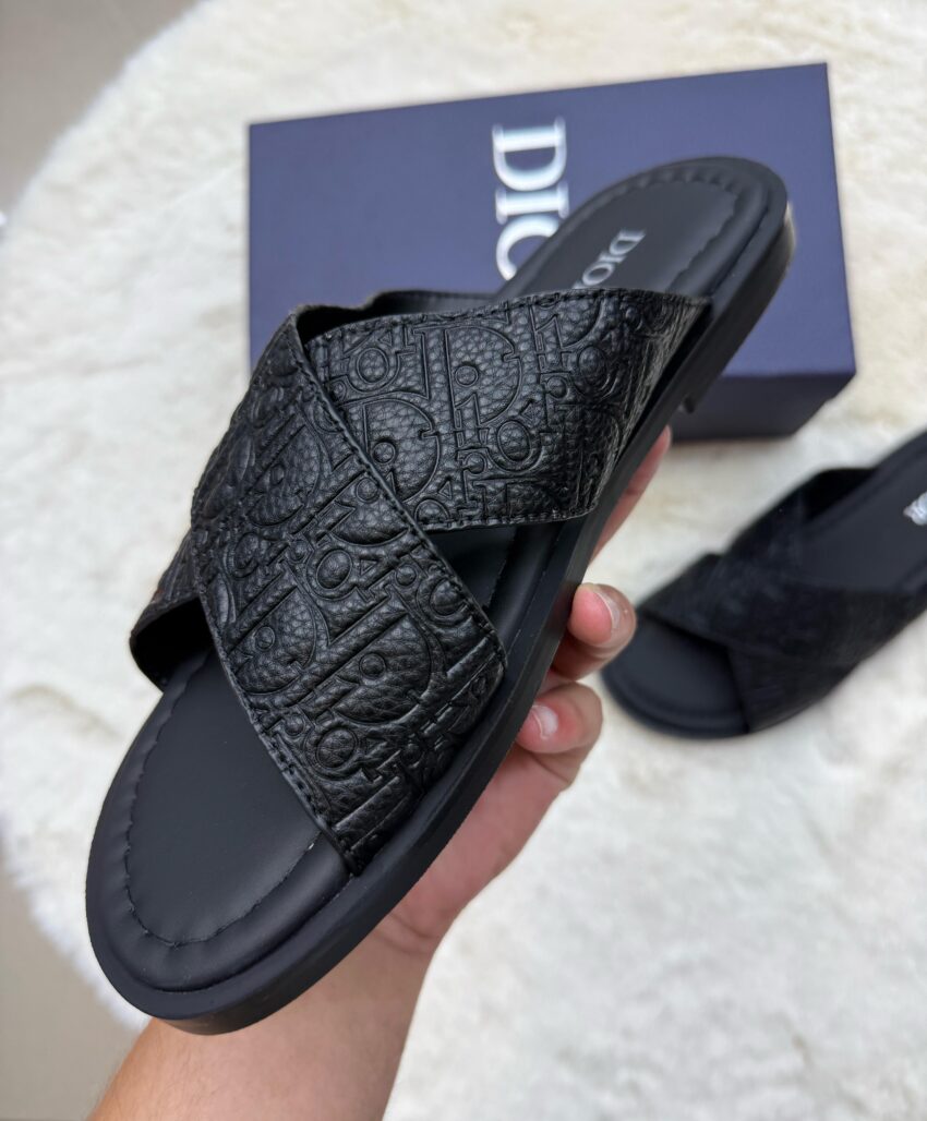 Christian Dior Slippers Oblique Leer - Afbeelding 3