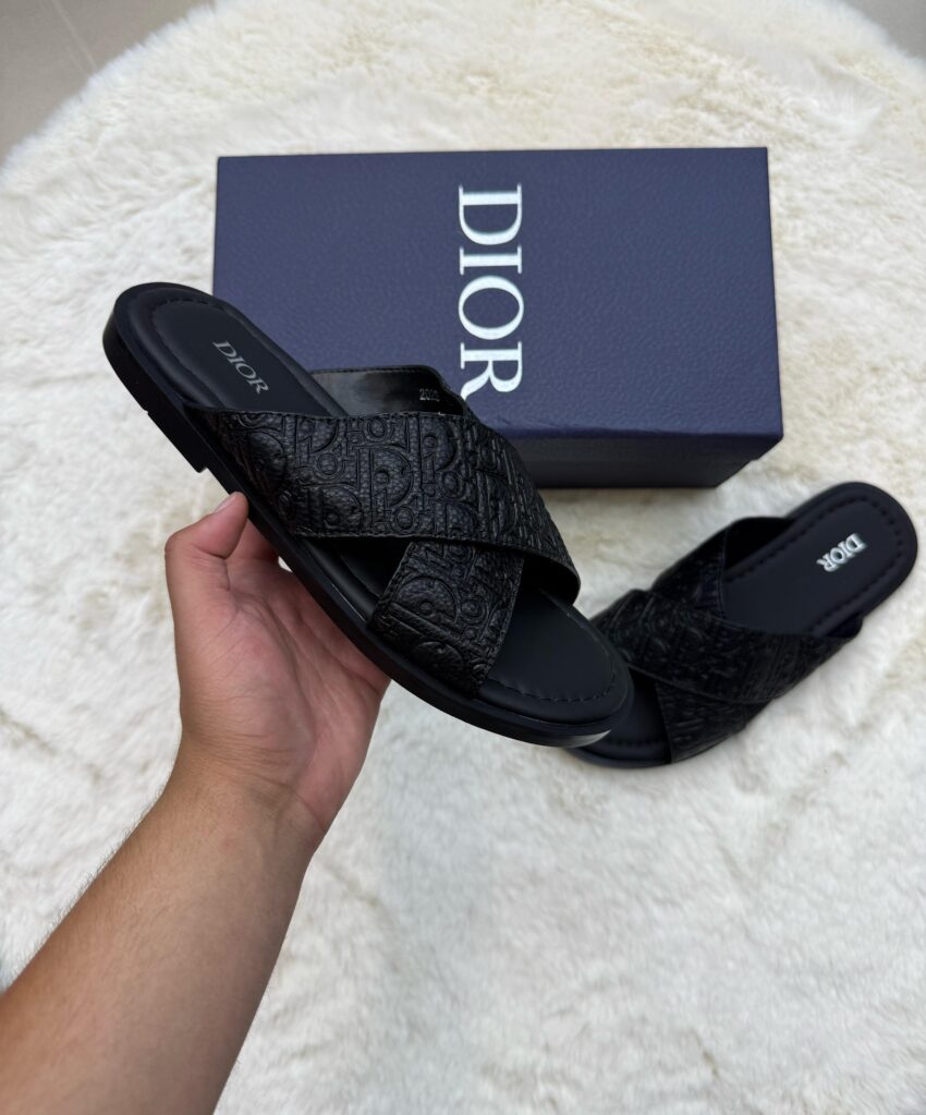 Christian Dior Slippers Oblique Leer - Afbeelding 2