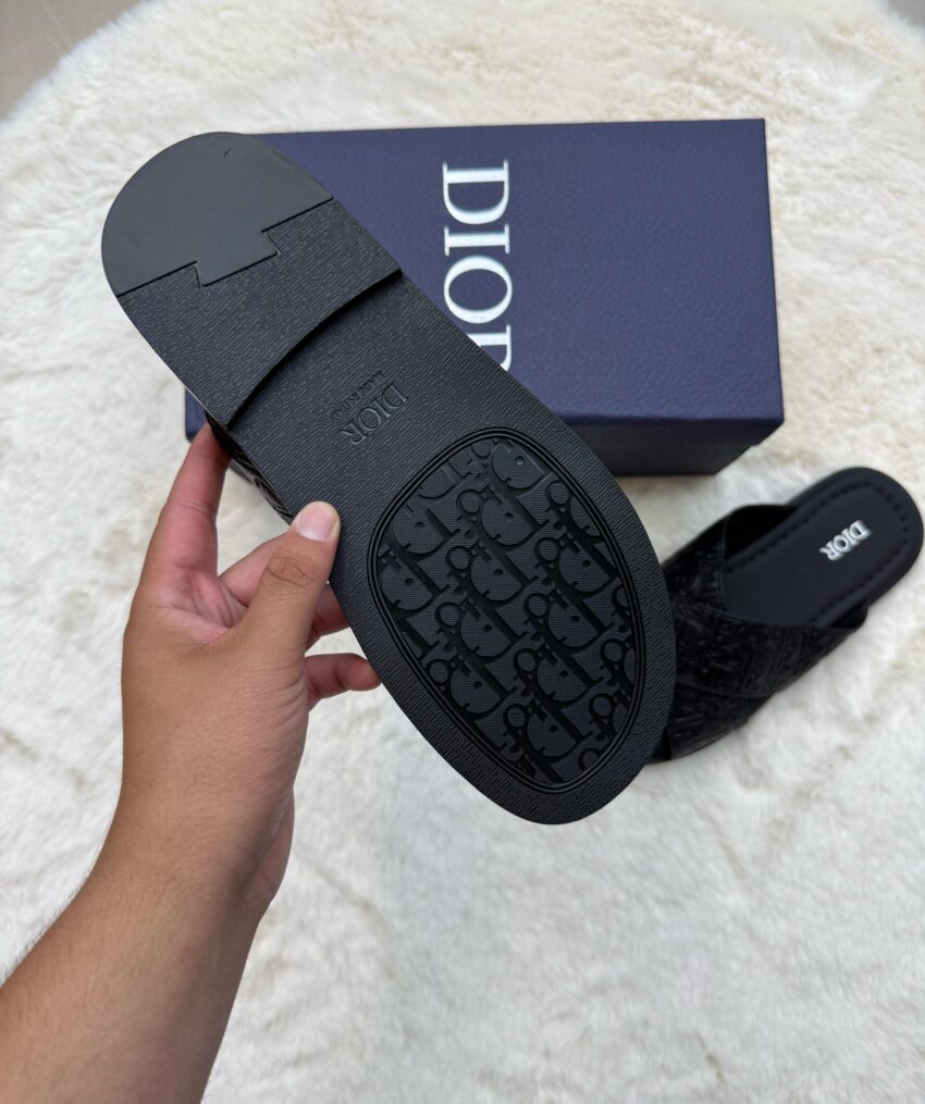 Christian Dior Slippers Oblique Leer - Afbeelding 4