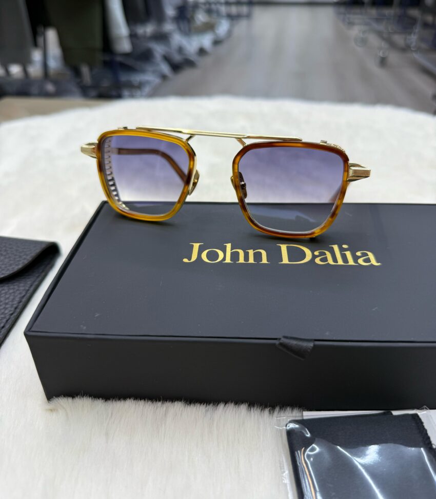 John Dalia Phil Gold Bruine Rand Blauwe Glazen - Afbeelding 2