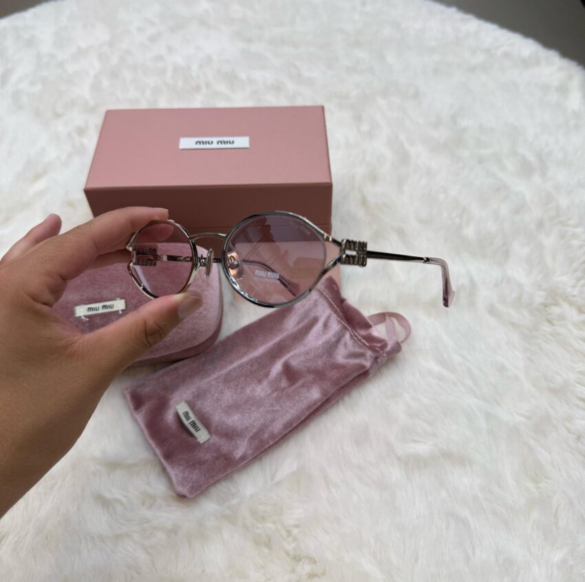Miu Miu Logo Roze Zonnebril - Afbeelding 4