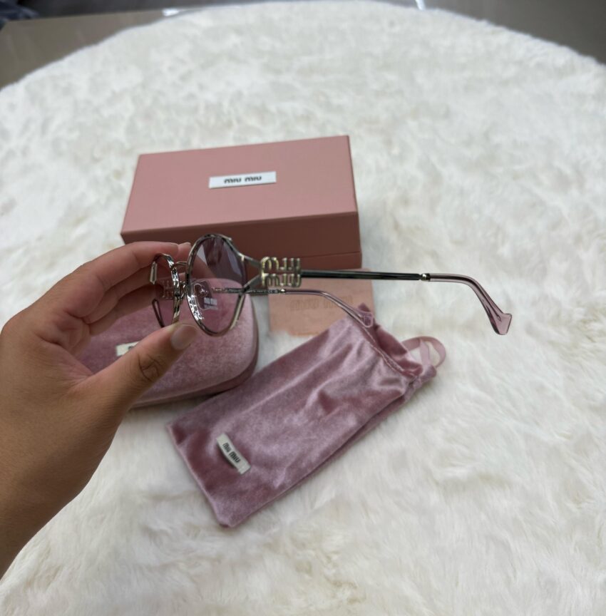 Miu Miu Logo Roze Zonnebril - Afbeelding 2