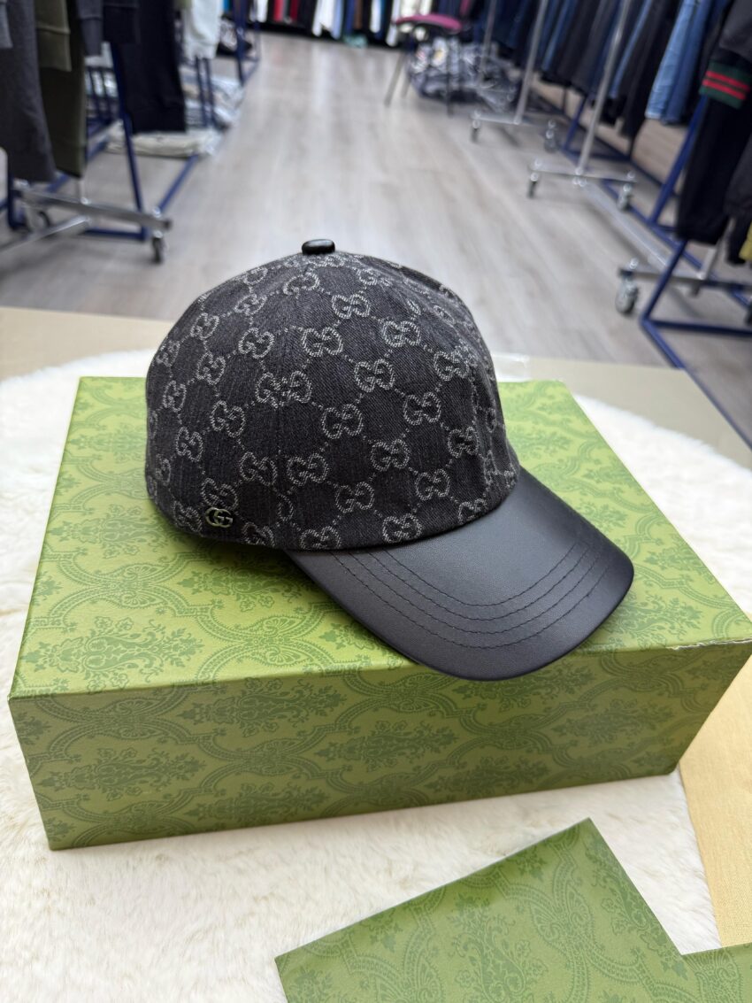 Gucci GG Baseball Wool Leather Cap Black