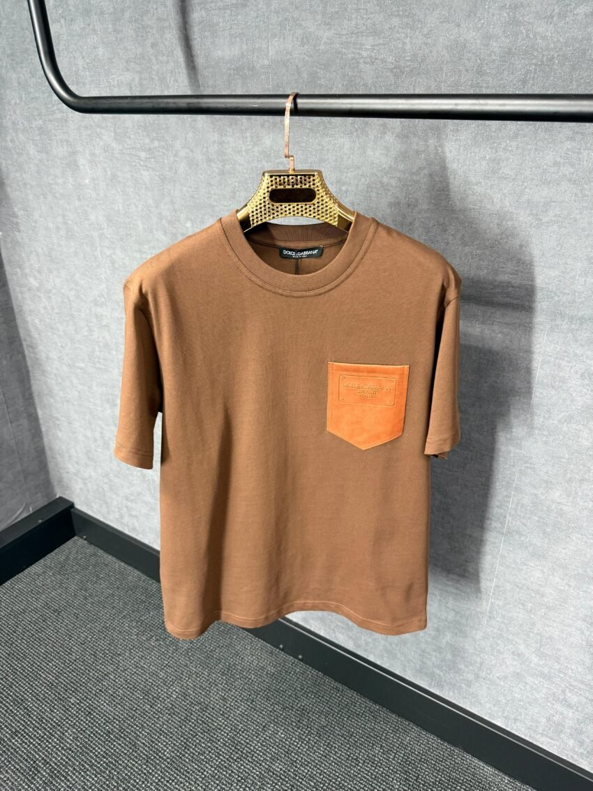Dolce Gabbana Brown T-Shirt Pocket Logo
