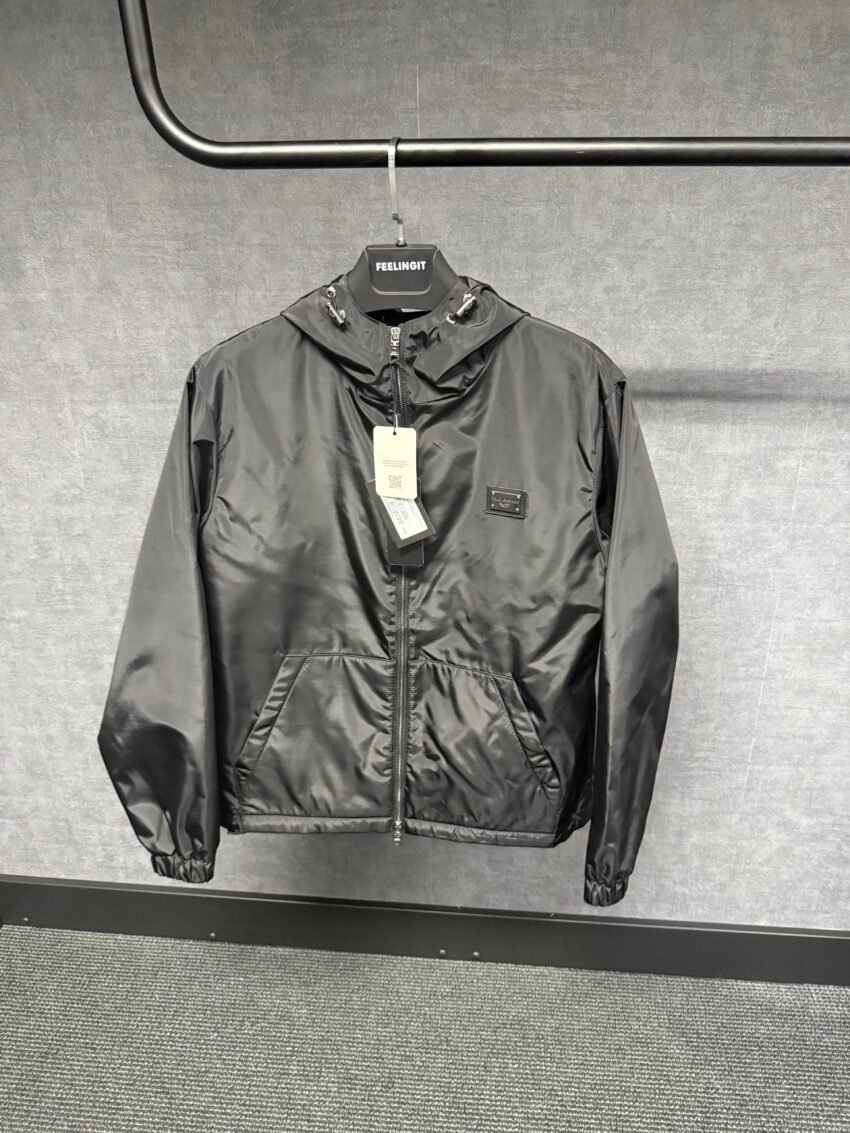 Dolce Gabbana Black Technical Hooded Jacket