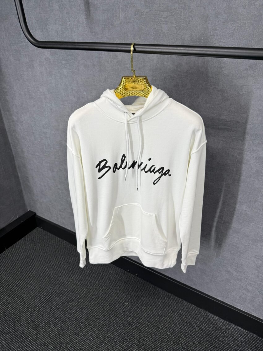 Balenciaga White Hoody Big Text