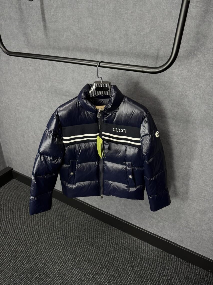 Gucci GG Canvas Puffer Dons Jacket Dark Blue High Quality