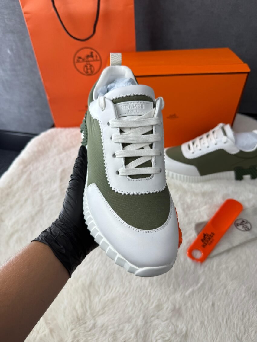Hermes Bouncing Sneakers Green White - Afbeelding 4