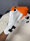 Hermes Bouncing Sneakers White Leather, Black Logo