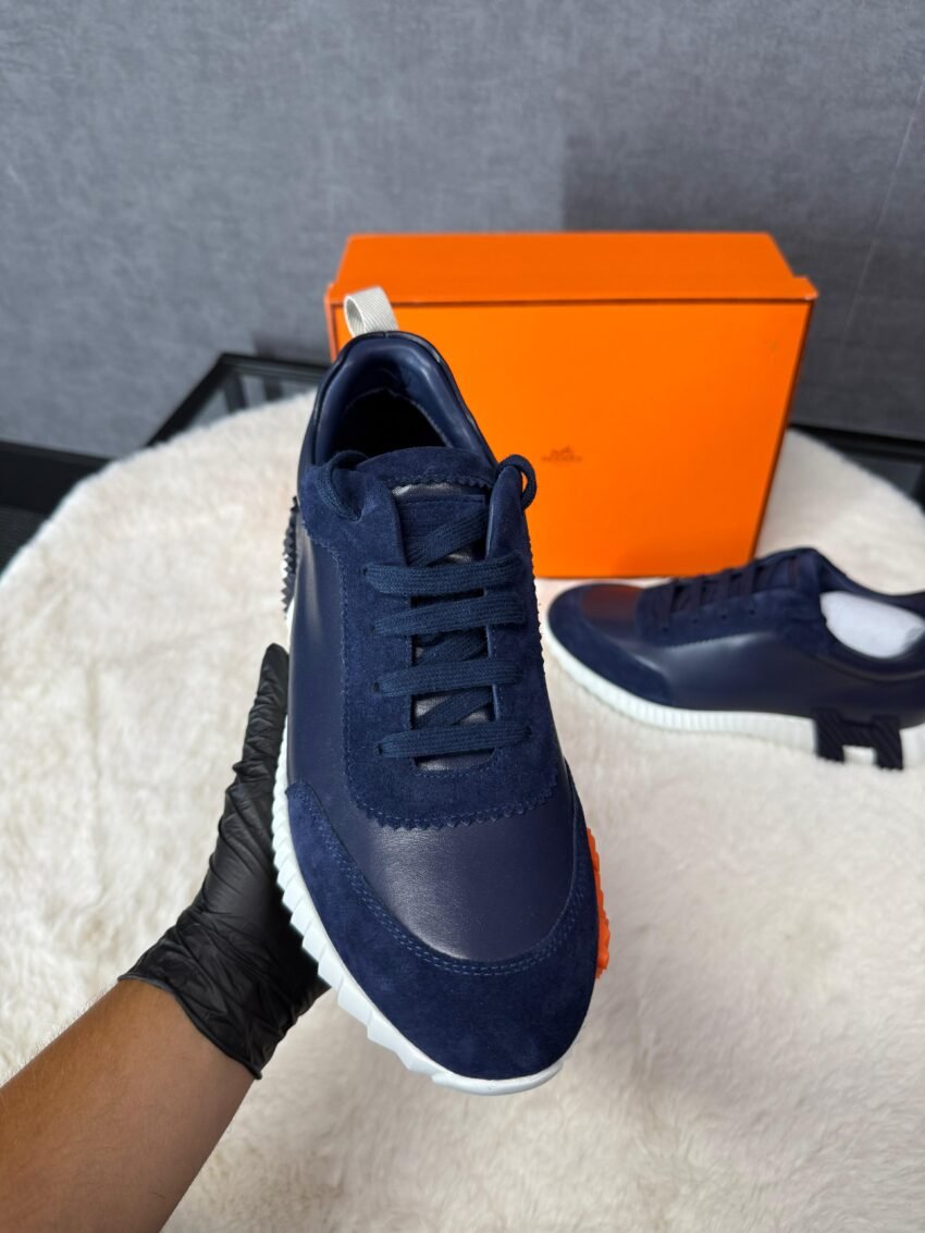 Hermes Bouncing Sneakers Dark Blue, Orange Logo - Afbeelding 4