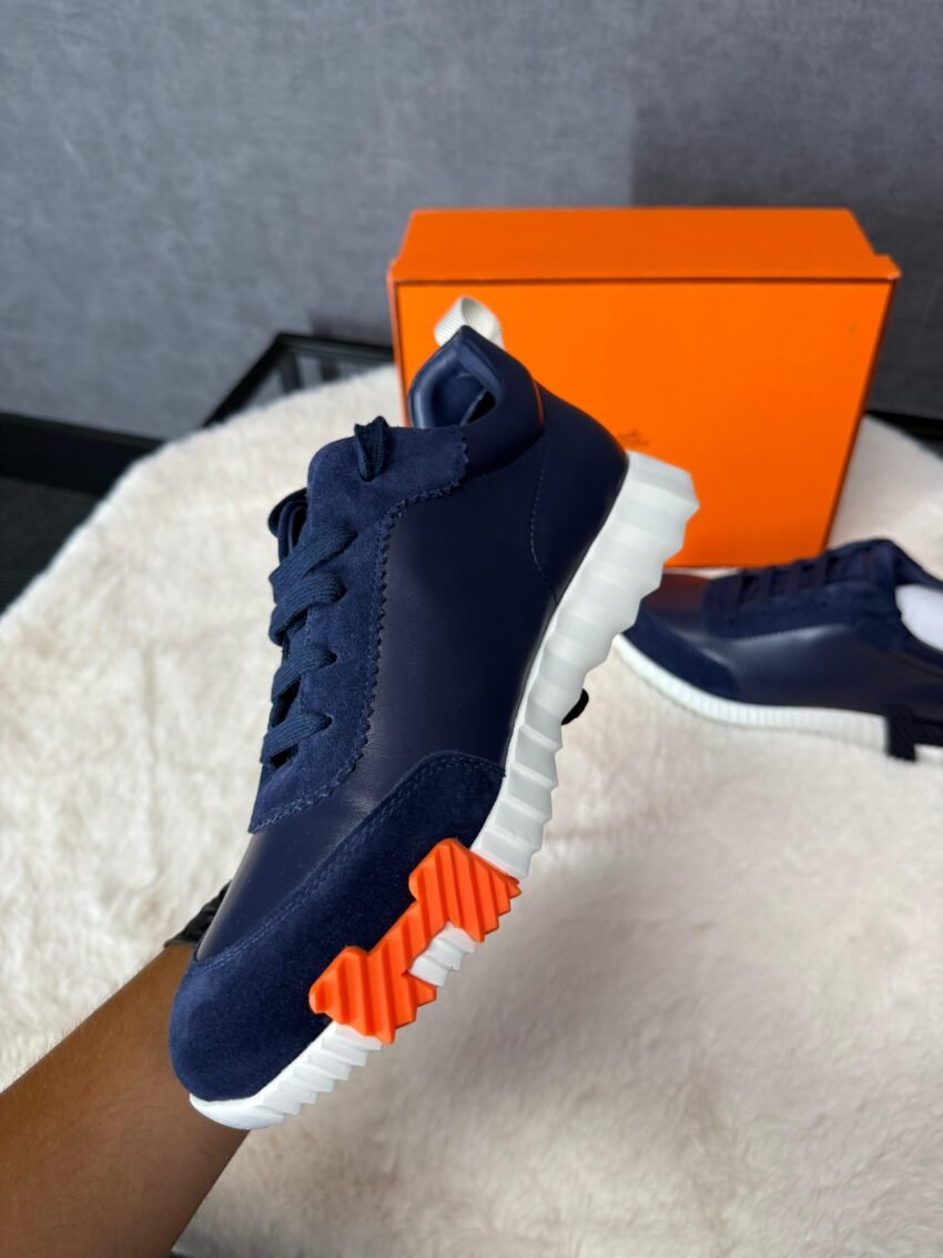 Hermes Bouncing Sneakers Dark Blue, Orange Logo - Afbeelding 3