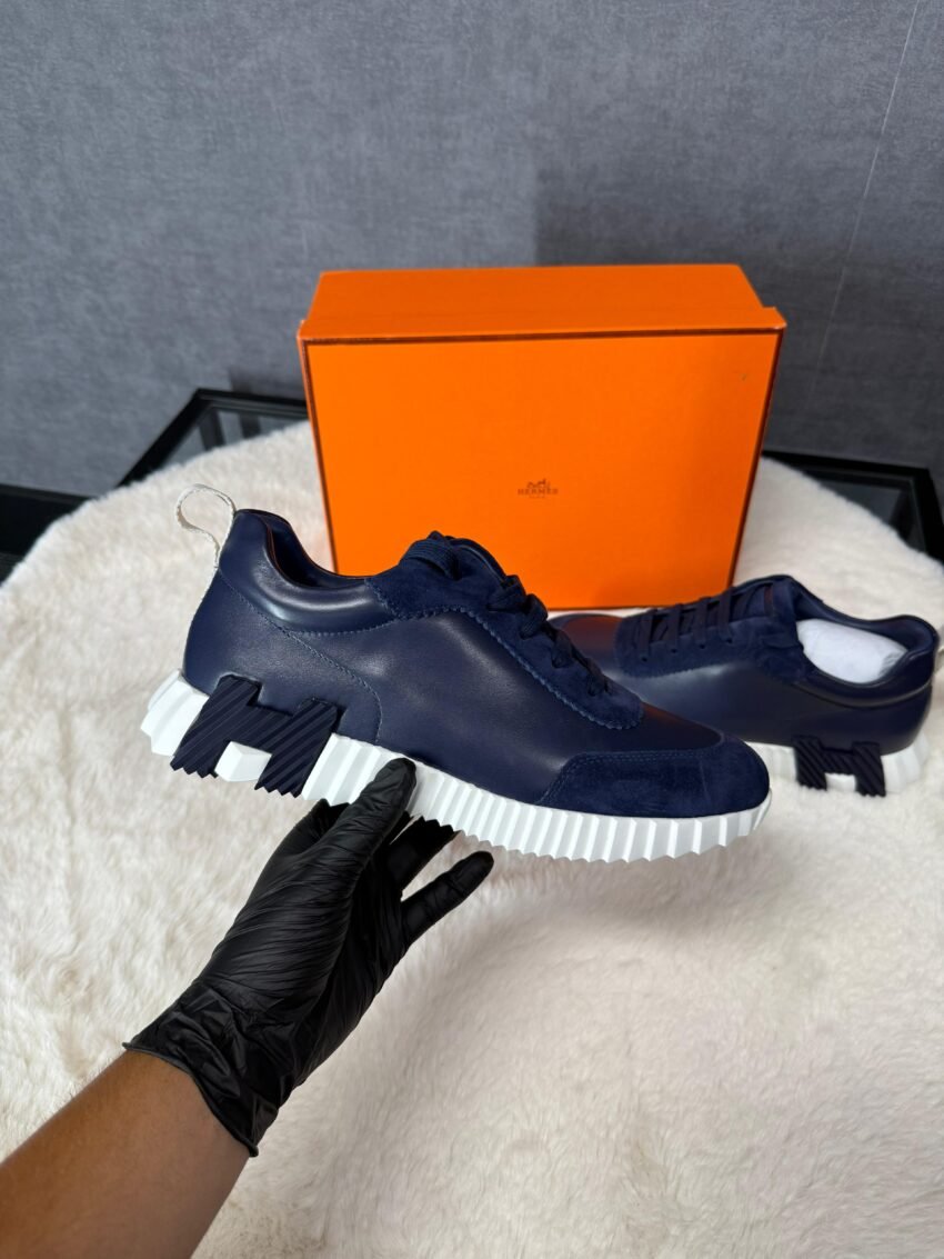 Hermes Bouncing Sneakers Dark Blue, Orange Logo - Afbeelding 2