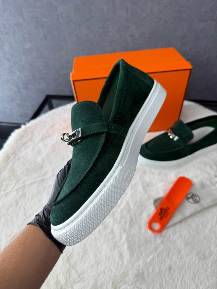 Hermes Instappers Dark Green Suede - Afbeelding 3