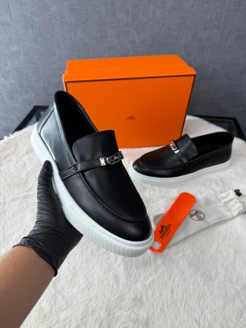 Hermes Instappers Black Leather