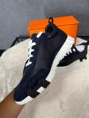 Hermes Bouncing Sneakers Dark Blue, Black Logo