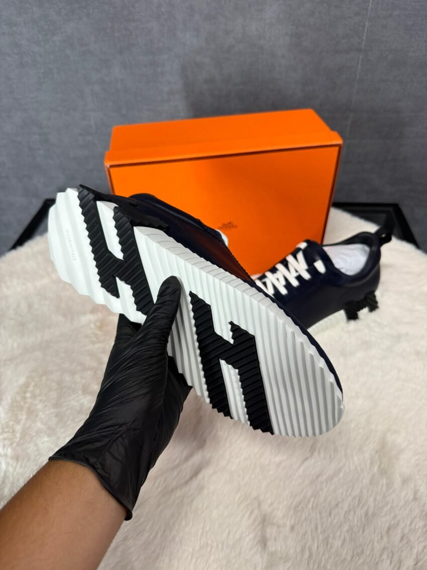 Hermes Bouncing Sneakers Dark Blue, Black Logo - Afbeelding 5