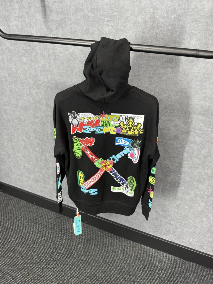 Off-White Black Hoody Orange Logo - Afbeelding 3