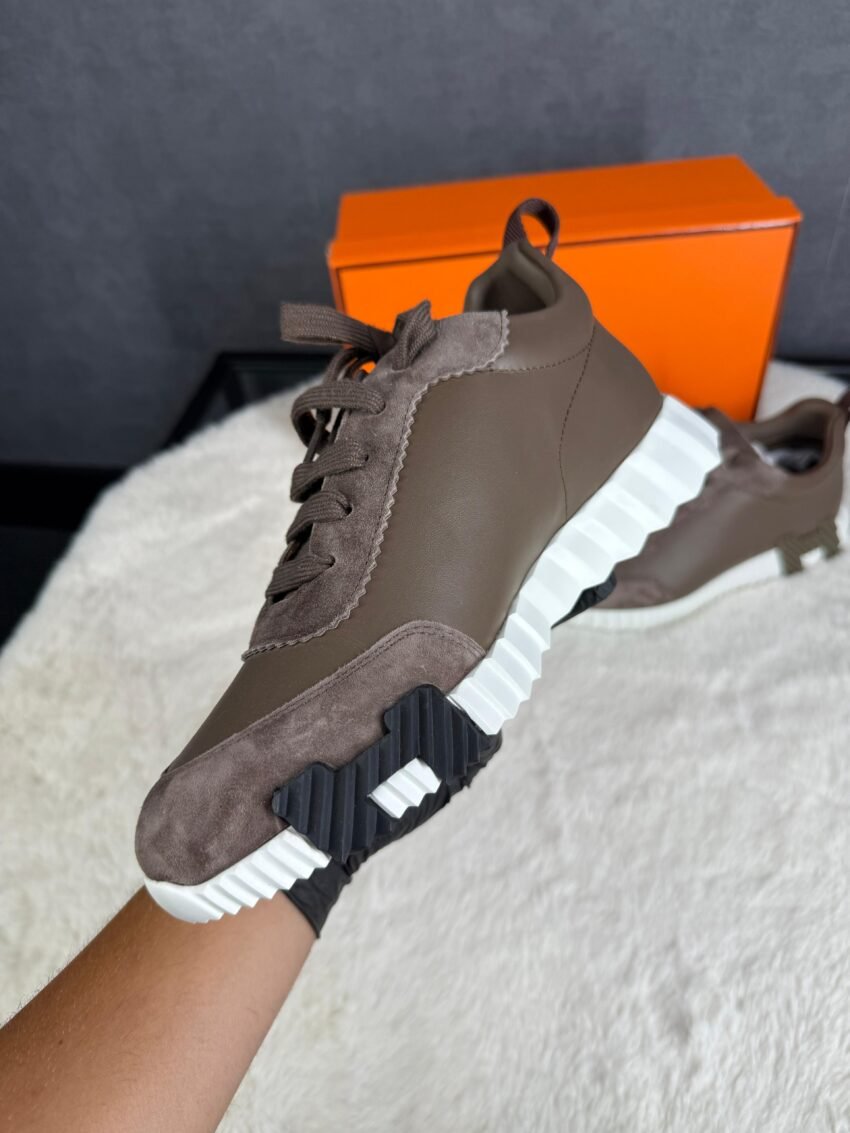 Hermes Bouncing Sneakers Brown Leather - Afbeelding 4