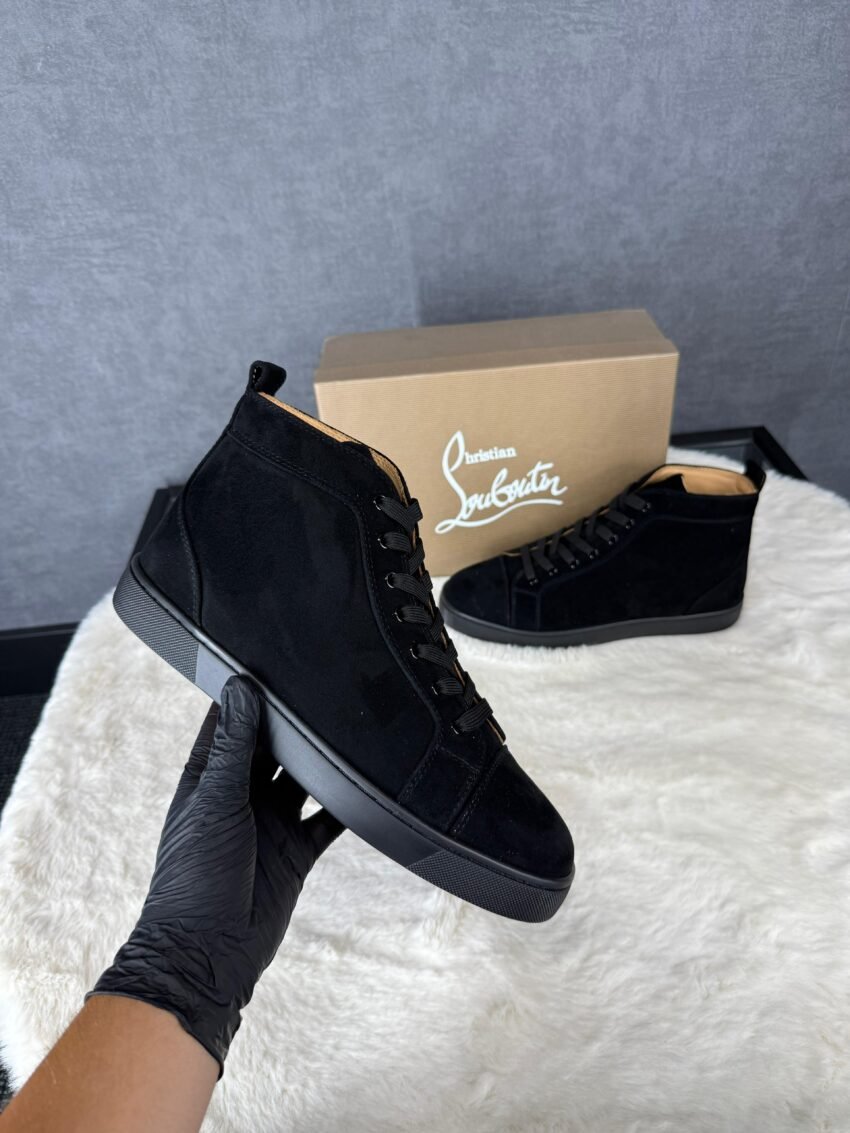 Louboutin High Sneakers Black Suede