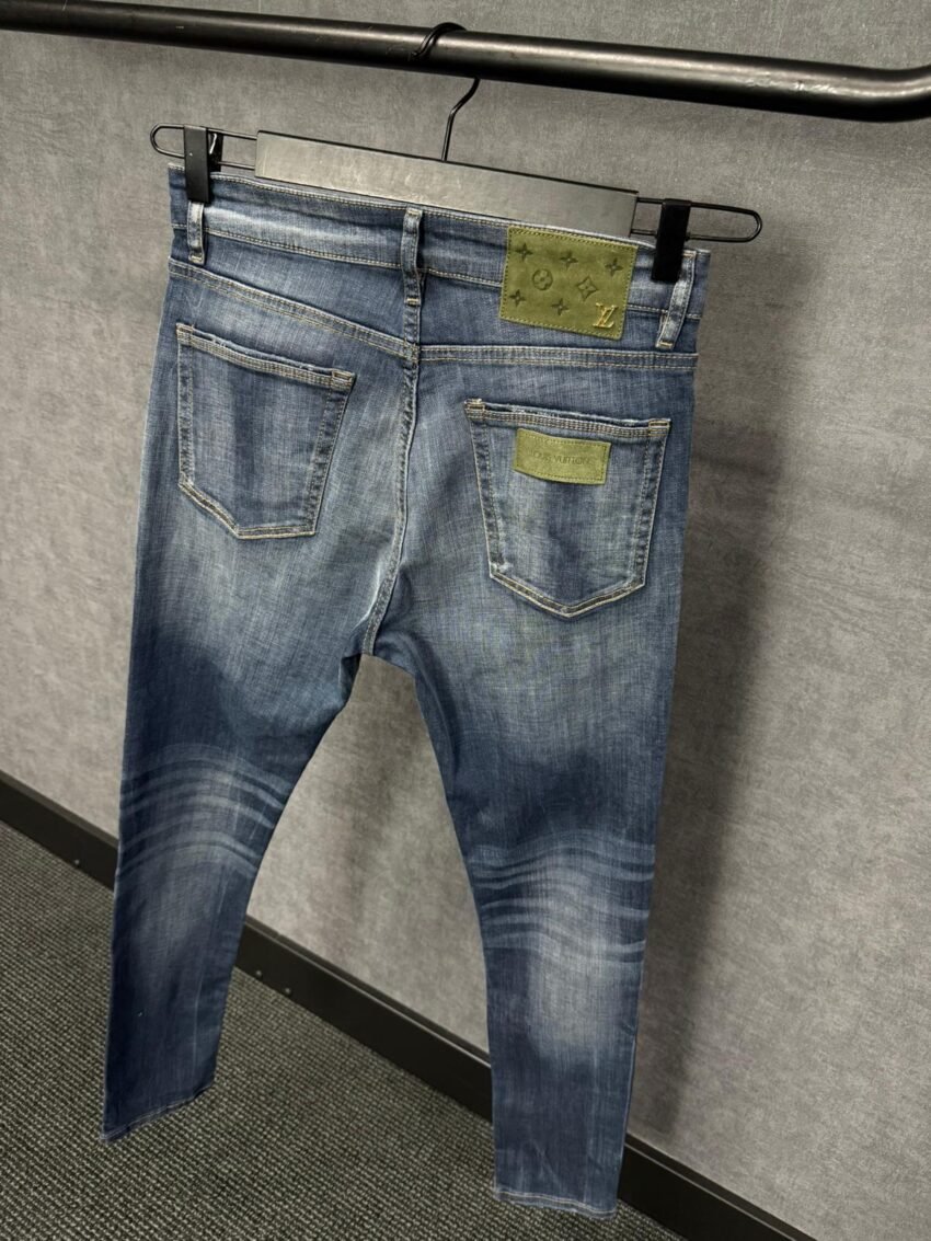 Louis Vuitton Blue Jeans Green Dark Green Suede Label - Afbeelding 3