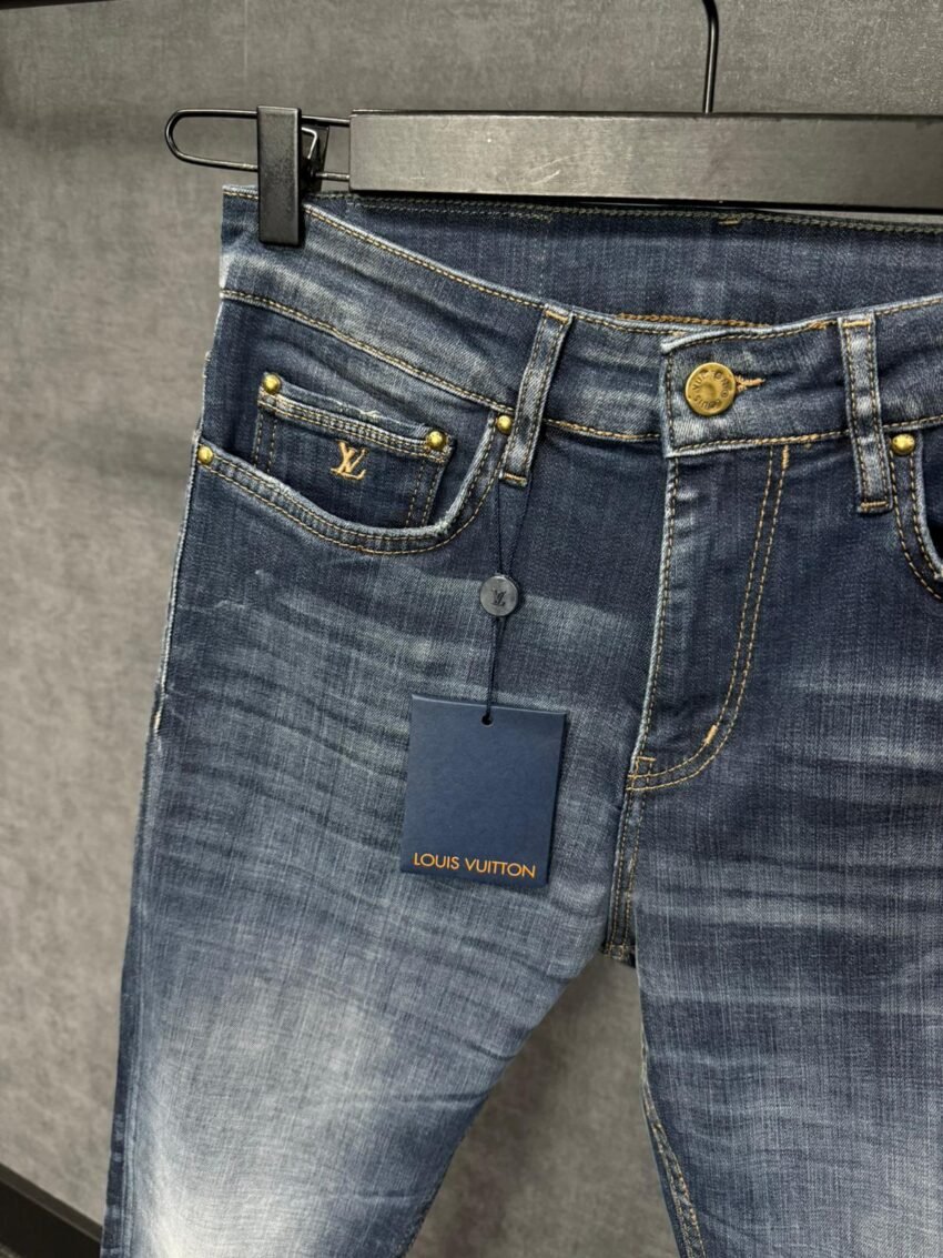 Louis Vuitton Blue Jeans Green Dark Green Suede Label - Afbeelding 2