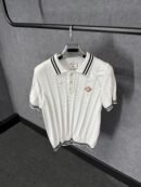 Casablanca Gebreid Polo Wit, Witte Kraag met Zwarte Strepen