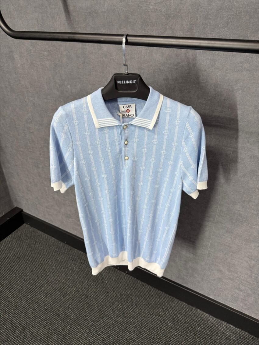 Casablanca Light Blue Polo Patroon Logo