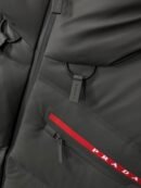 Prada Dark Grey Re-Nylon Hooded Puffer Jacket High Quality