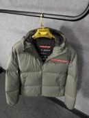 Prada Dark Grey Re-Nylon Hooded Puffer Jacket High Quality