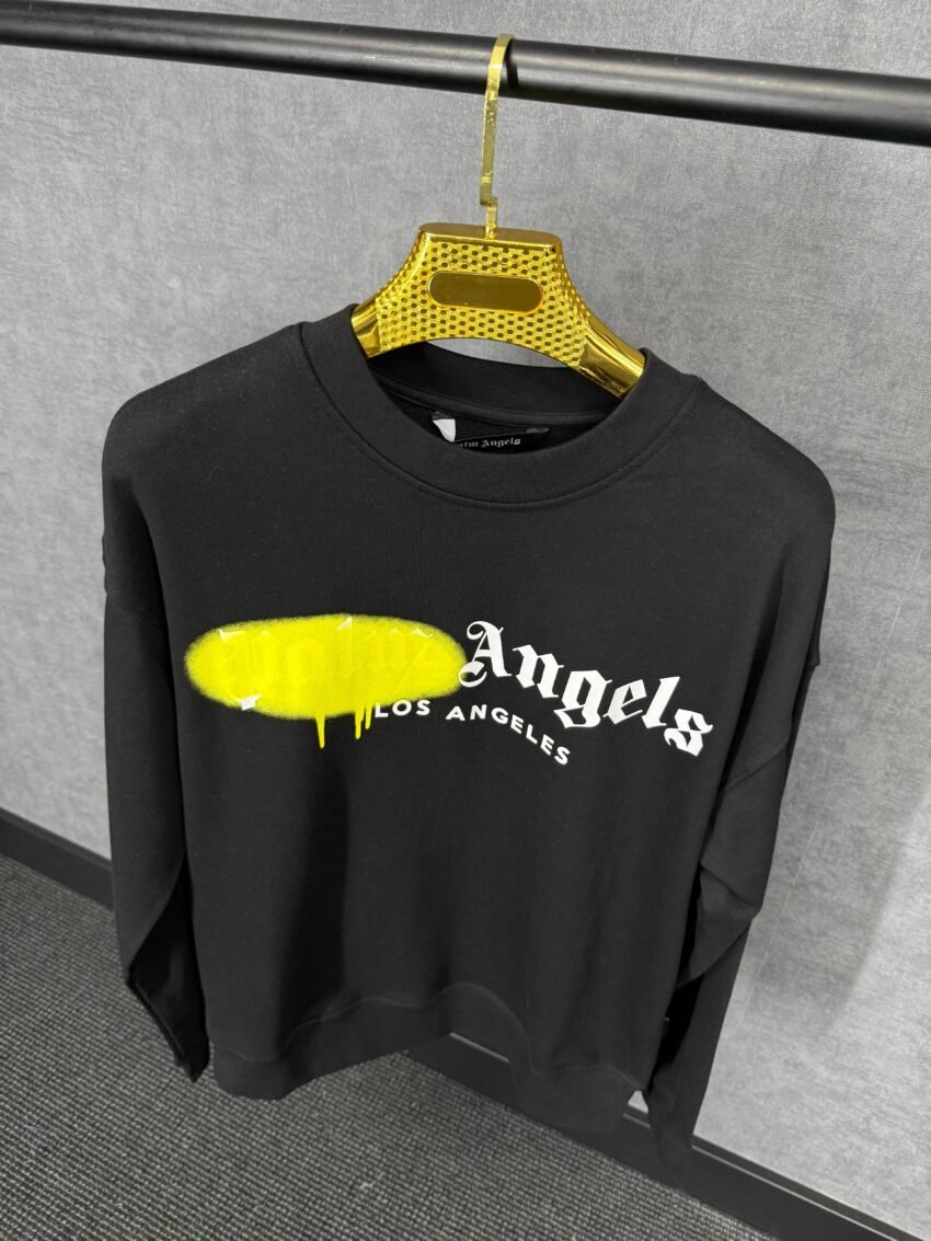 Palm Angels Black Sweater Yellow Grafiti - Afbeelding 2