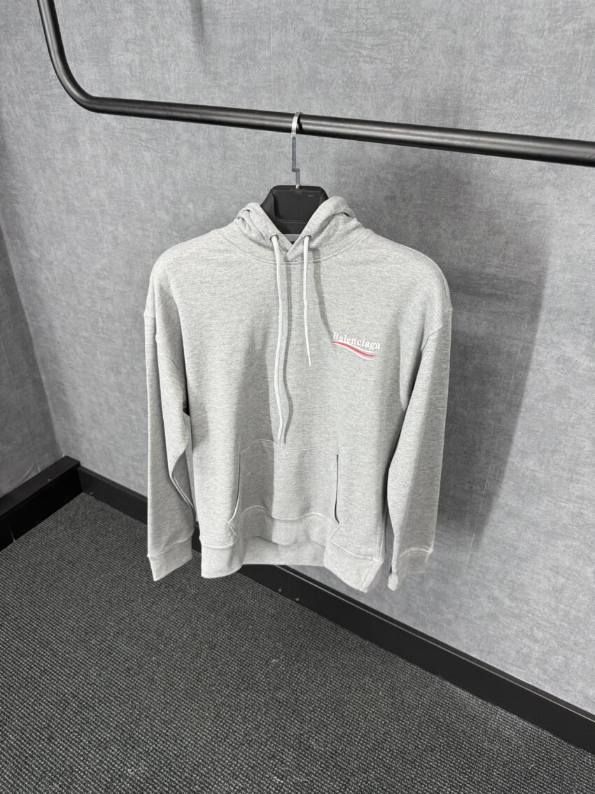 Balenciaga Grey Hoody Classic Text Logo