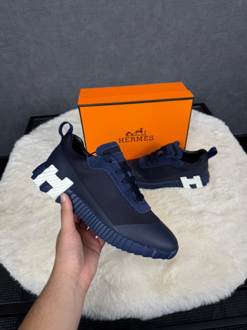Hermes Bouncing Sneakers Blue Leather